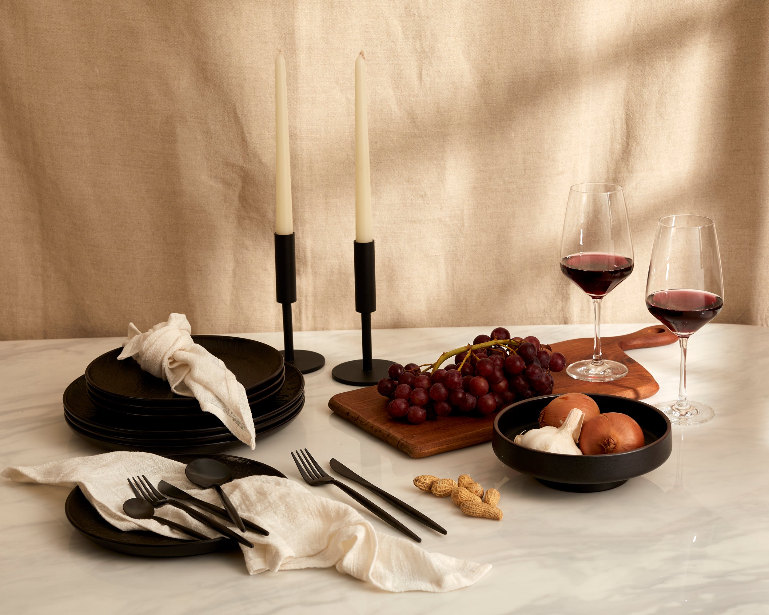 Myra Iron Black Candle Holder Set