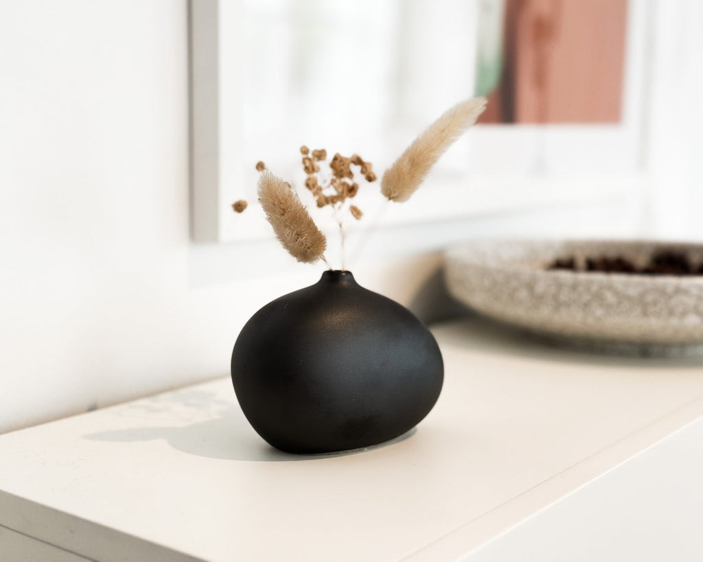Joseline Ceramic Decorative Black Vase