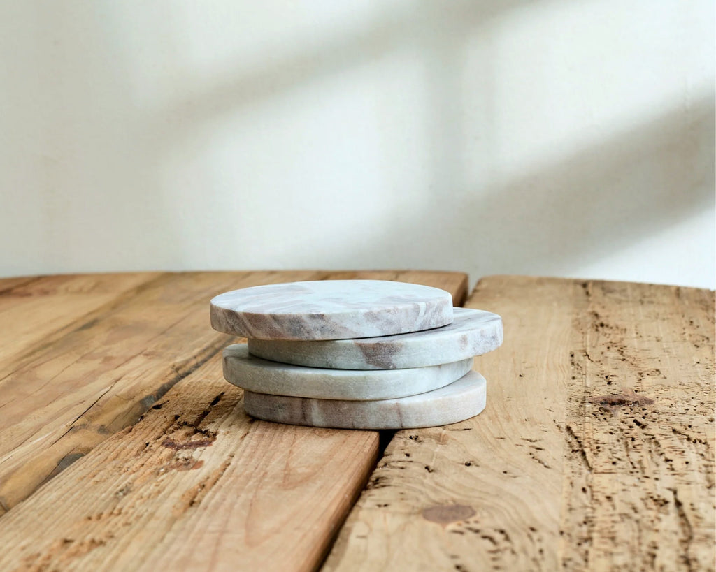 Amie Natural Polished Marble Coasters Irregular Shape