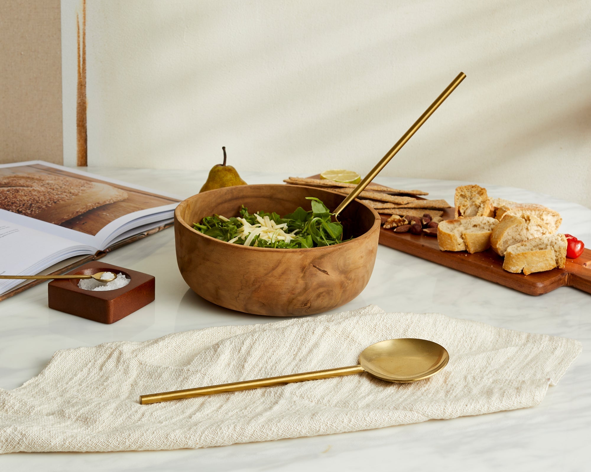 Reine Matte Gold Salad Servers – Spoon and Fork Set