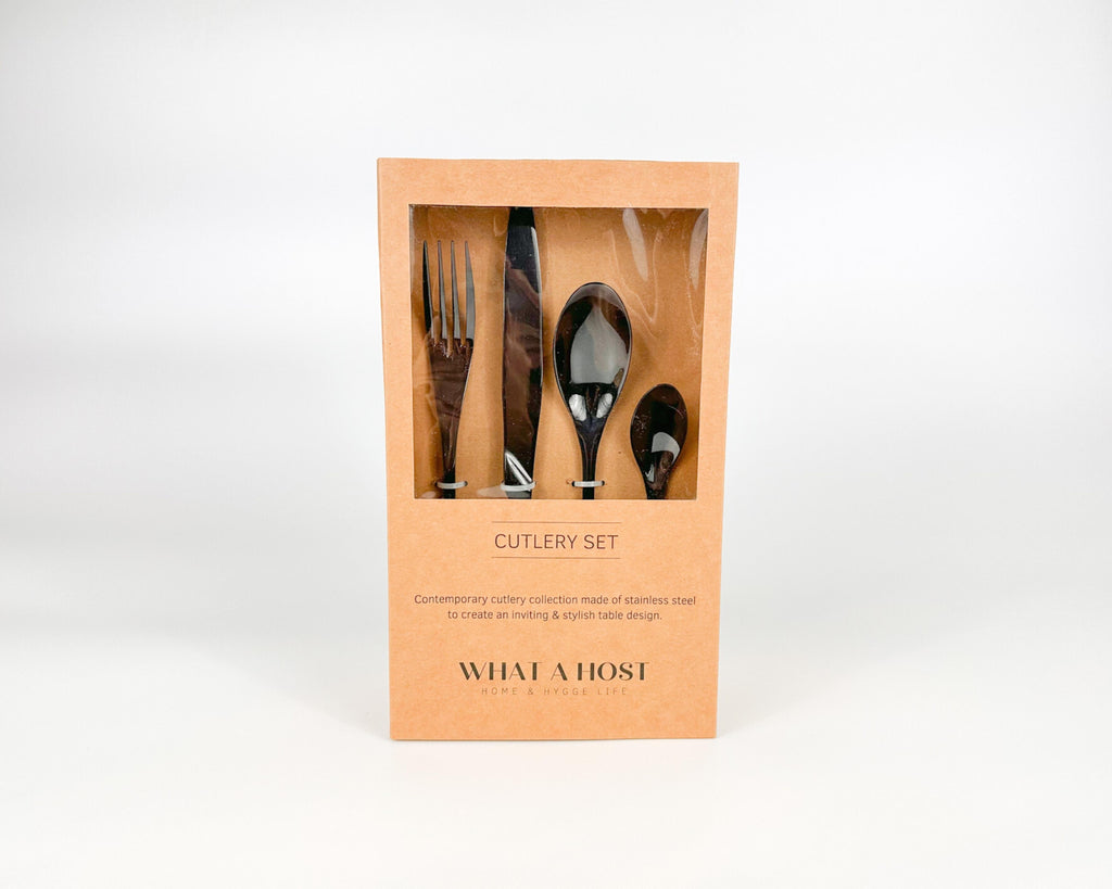 Munich Black Stainless Steel Cutlery Sets x16/24 pieces
