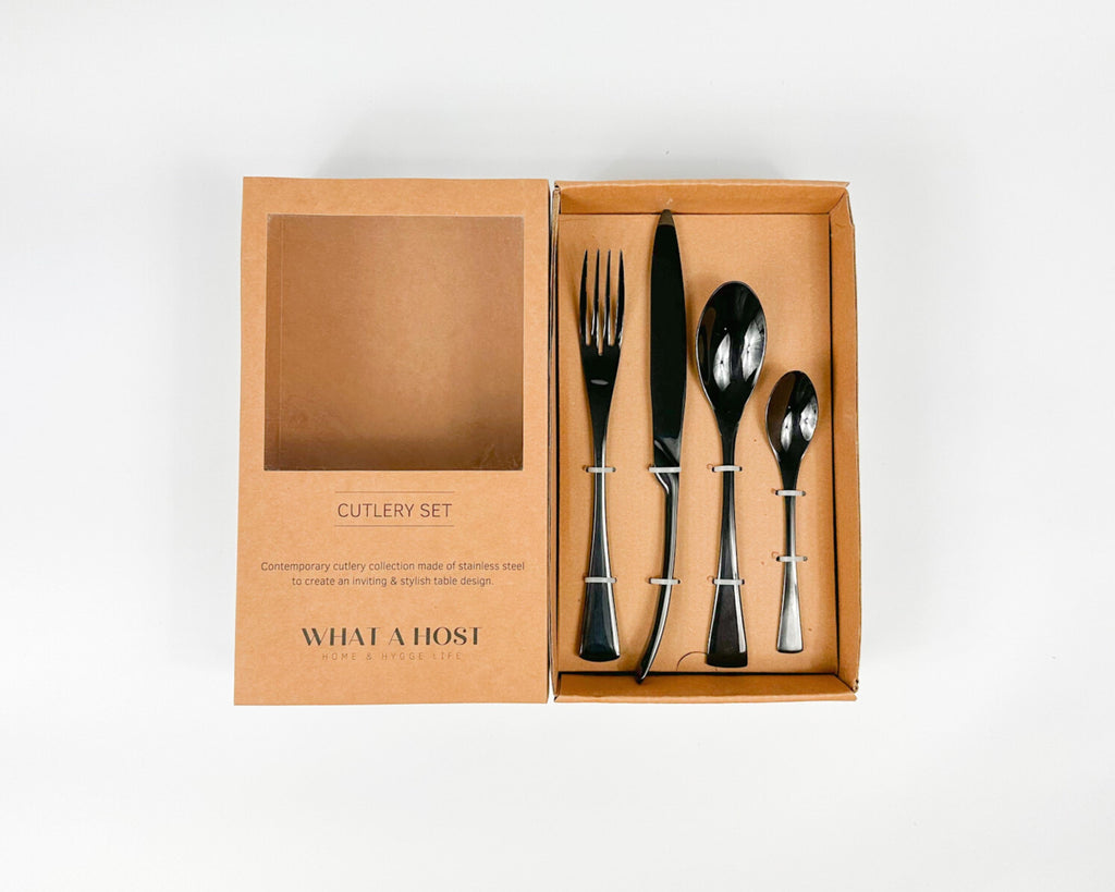 Munich Black Stainless Steel Cutlery Sets x16/24 pieces