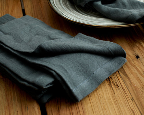 Ave Blue Cotton Napkins – Set of 4 Muslin Table Napkins