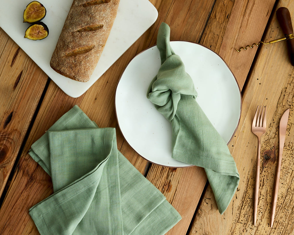 Ona Sage Green Cotton Napkins – Set of 4 Muslin Table Napkins
