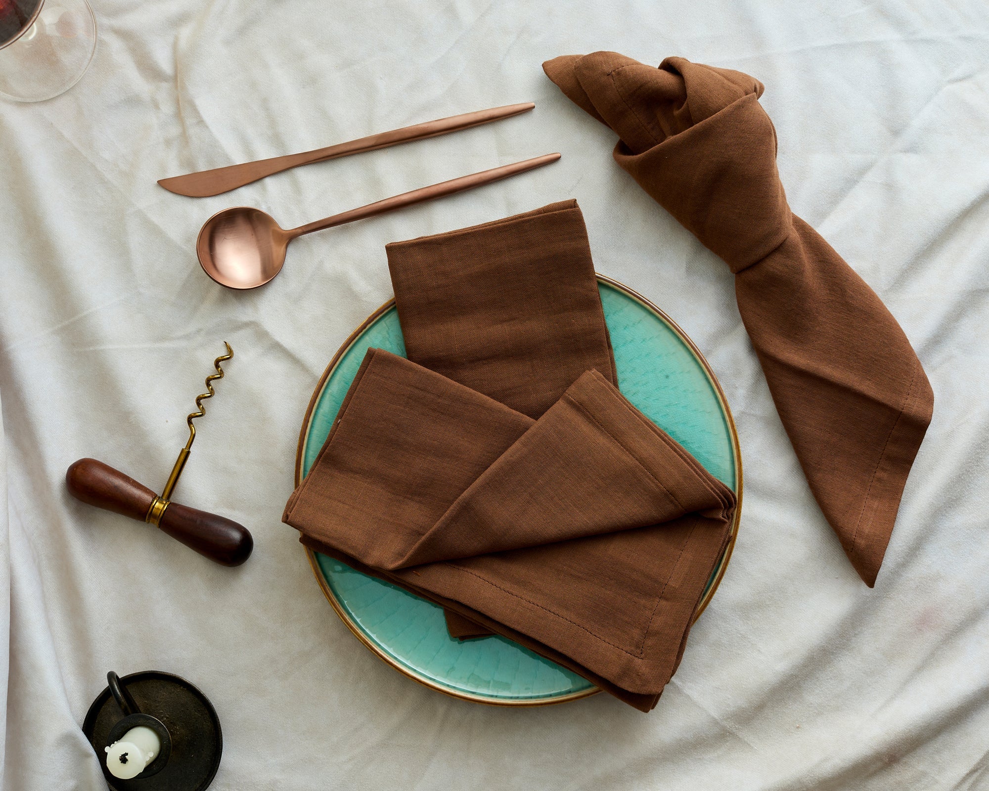 Indie Brown Cotton Napkins – Set of 4 Muslin Table Napkins