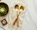 Hema Gold Salad Servers – Spoon and Fork Set, Gold Finish