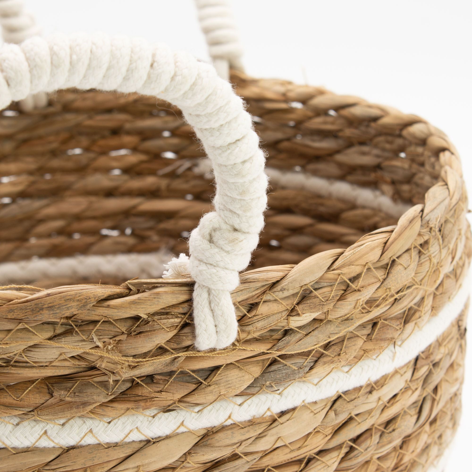 Cotton & Seagrass Large Baskets – Natural Stripes – Set of 3